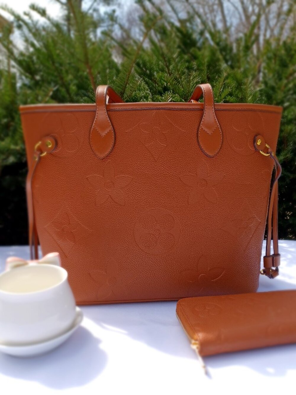 Classic Brown Travel Tote + Wallet Set | Large Capacity Carryall |